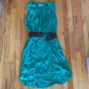 Just Fab Green Dress with Brown Belt size M